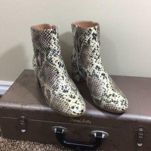 Snakeskin booties